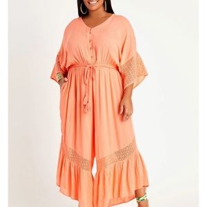 Lace Paneled Gauze Jumpsuit